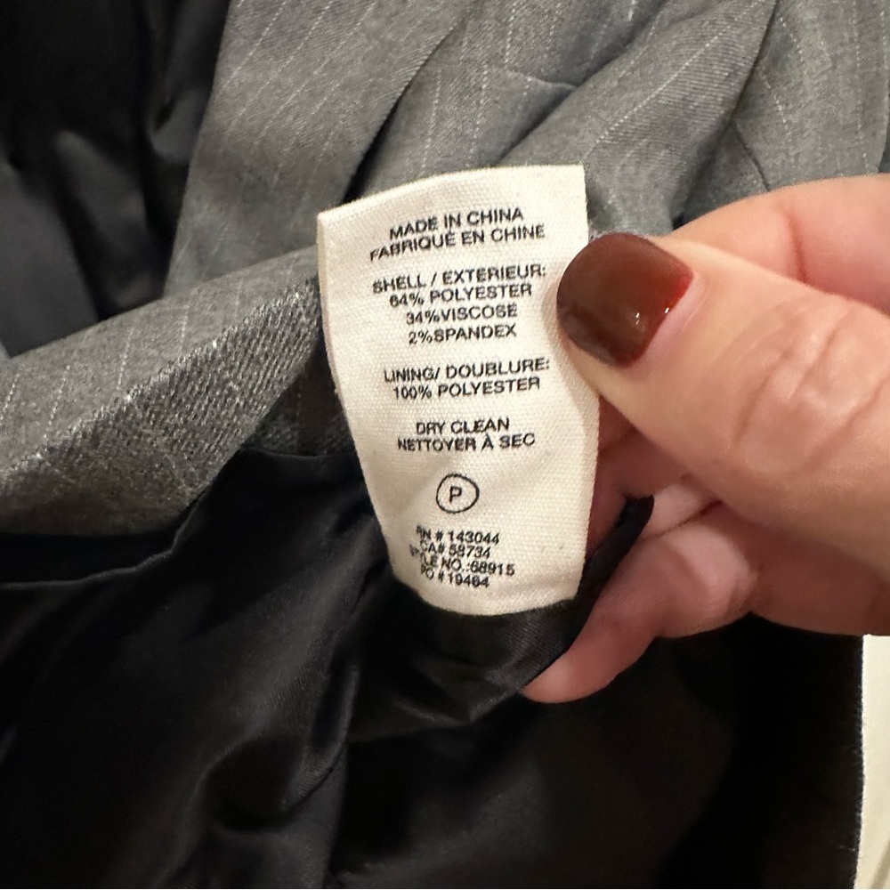 Avec Les Filles Women’s Grey Pinstriped Belted Blazer Jacket Suit Offixe Wear - Picture 11 of 13